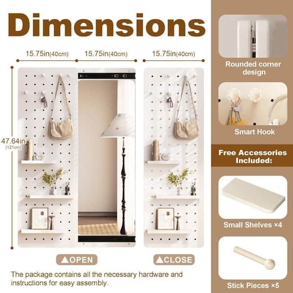 SUNRINX White 15.75 in. W x 47.64 in. H Rectangle Rubber Wood
