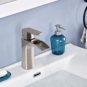 Pome Single Hole Single-Handle Bathroom Faucet with Drain Assembly in Brushed Nickel
