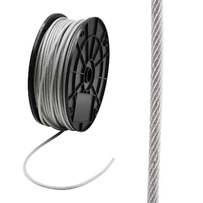 Flexible Safety Security DIY General Purpose Cable 7x19 Strand Galvanized Steel Wire Rope PSI Clear Vinyl Coated to 7/16 3/8 Core Diameter 20 feet, Clear 