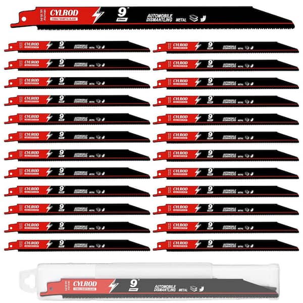 25-Pack 9 in. 14/18 TPI Reciprocating Saw Blades, M42 Cobalt Bi-Metal for Metal Cutting and Auto Dismantling