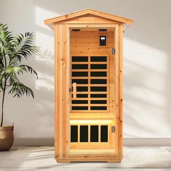 1-Person Outdoor Fir Infrared Sauna with 6 Far-Infrared Carbon Crystal Heaters