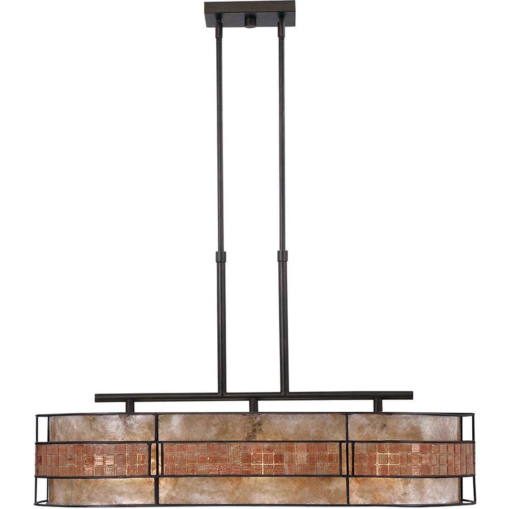 Renaissance Copper Drum Pendant Light with Mosaic Tile Shade