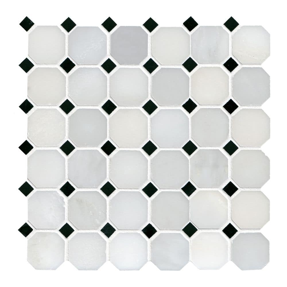 Greecian White Riptide Octagon 12 in. x 12 in. x 0.38 in. Polished Marble Mesh-Mounted Mosaic Tile (10 sq. ft. /Case) price history on PriceWatchPro