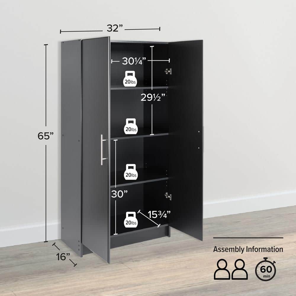 Sleek Black Living Room Cabinet with Adjustable Shelving