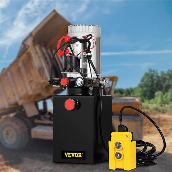 VEVOR 12-Volt DC 8 Qt. Hydraulic Power Unit Hydraulic Pump Double Acting Hydraulic Power with Metal Oil Reservoir for Car Lift