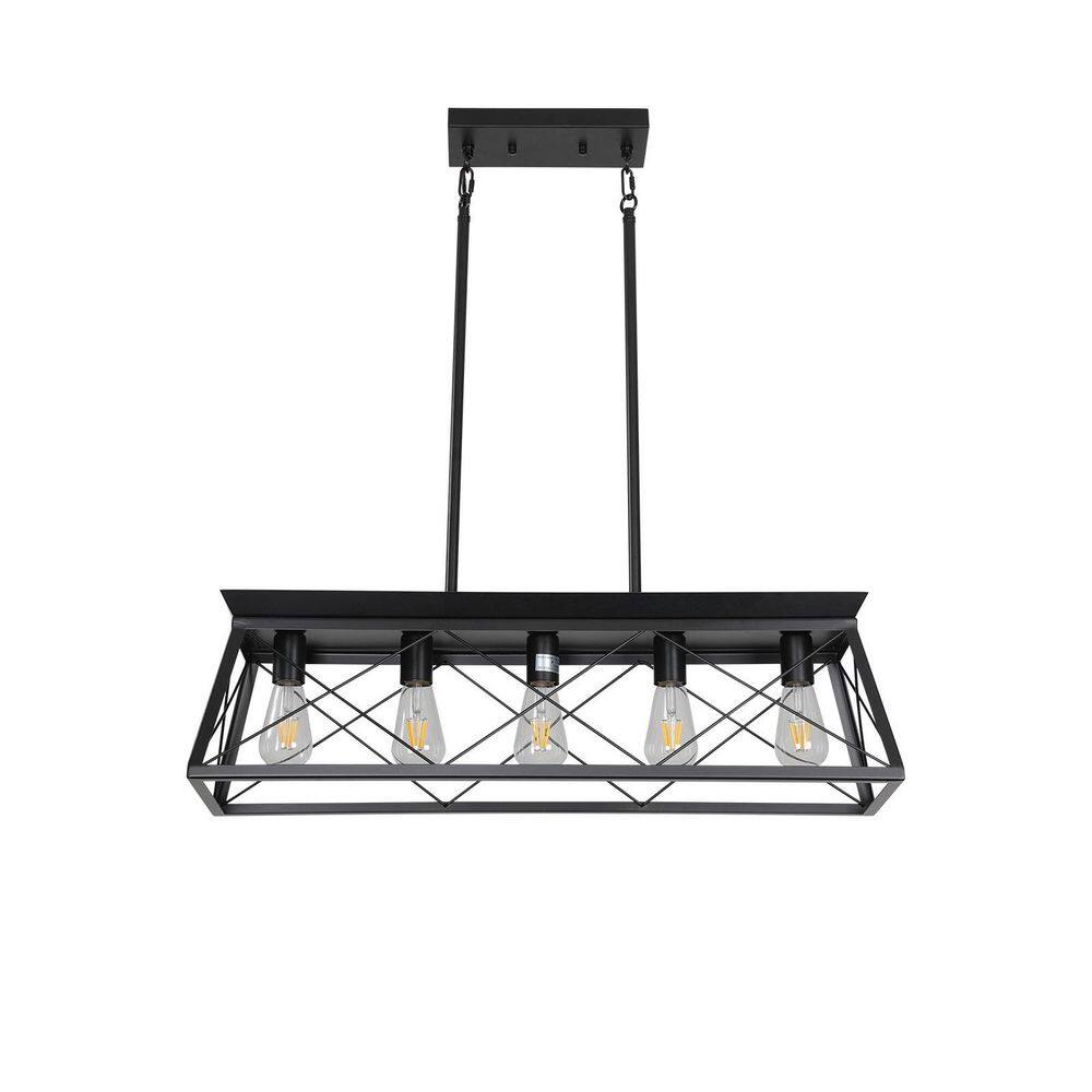 5-Light Black Farmhouse Rustic Linear Chandelier for Kitchen Island Living Room and Dining Room price history on PriceWatchPro