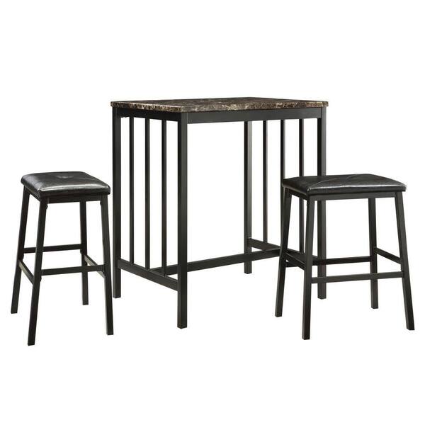 HomeSullivan Wyman 3-Piece Black Bar Table Set