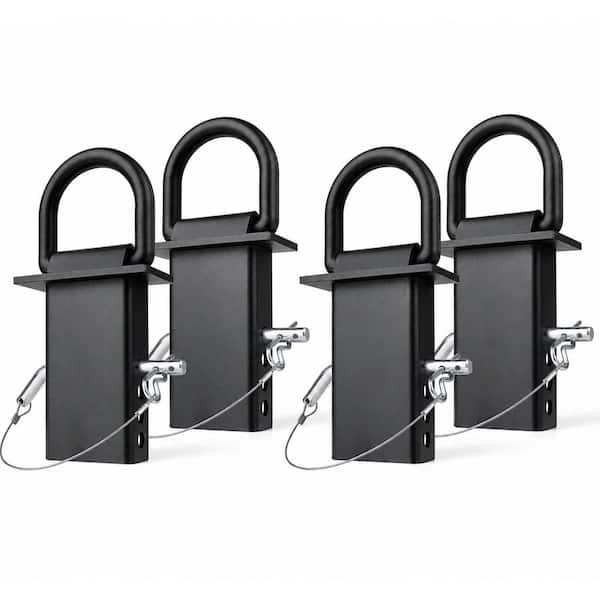 4-Piece 5/8 in. Solid Steel Stake Pocket D-Ring Trailer Tie-Down with Adjustable Height for Flatbed Trucks 4-Pack