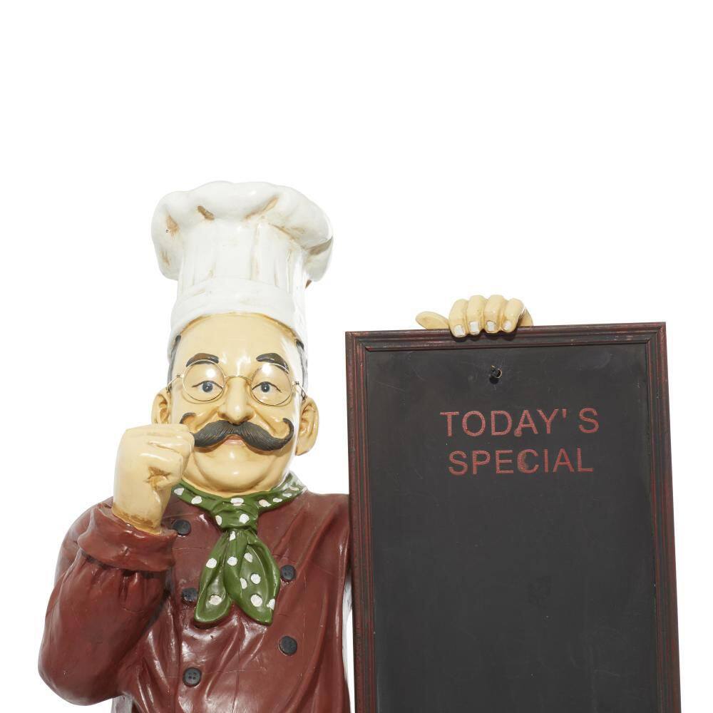 Classic Chef Figurine with Chalkboard in Multi Colors