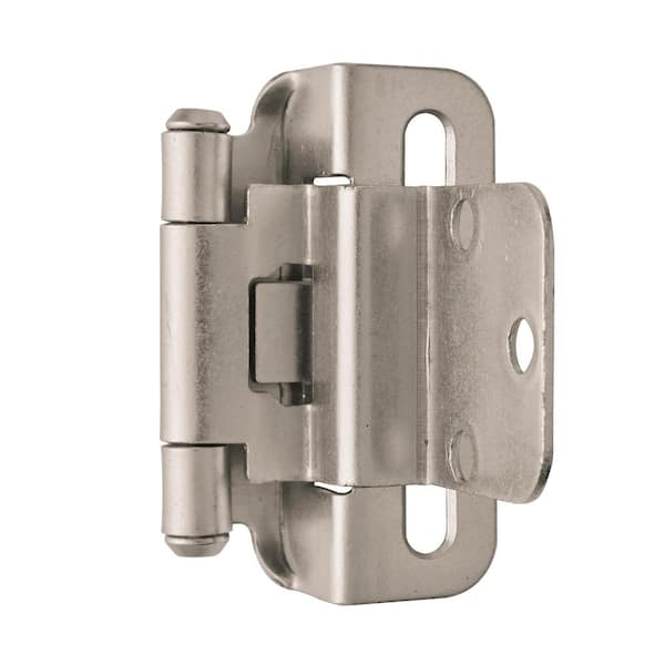 Amerock Satin Nickel 3 8 In 10 Mm Inset Self Closing Partial Wrap Cabinet Hinge 1 Pack Bpr7565g10 The Home Depot