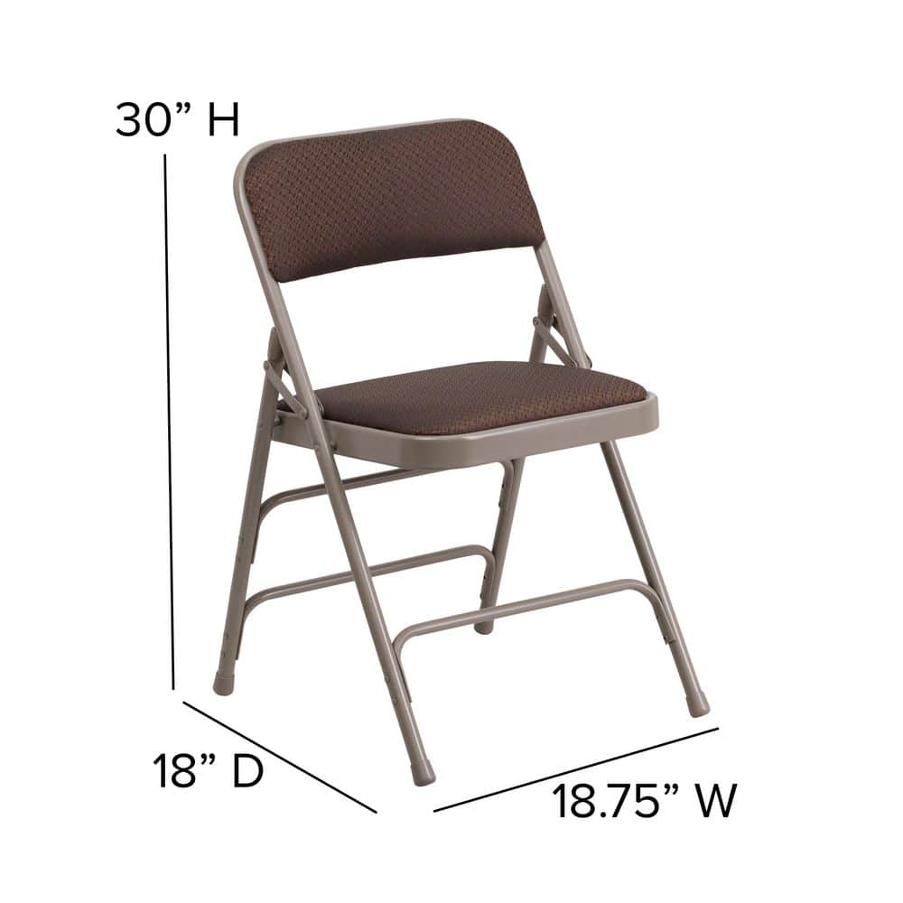 Executive Brown Patterned Fabric Armless Metal Folding Chair
