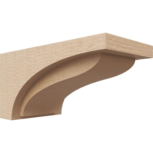 Ekena Millwork 7 in. x 7 in. x 14 in. Wide Helena Rough Cedar Woodgrain TimberThane Corbel, Primed Tan