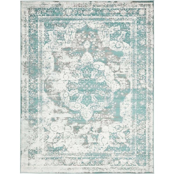 Unique Loom Sofia Salle Garnier Turquoise 9' 0 x 12' 0 Area Rug