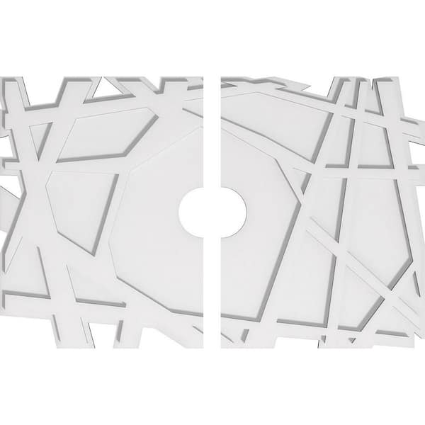 Ekena Millwork 32 in. W x 21-3/8 in. H x 4 in. ID x 1 in. P Novo Architectural Grade PVC Contemporary Ceiling Medallion (2-Piece)