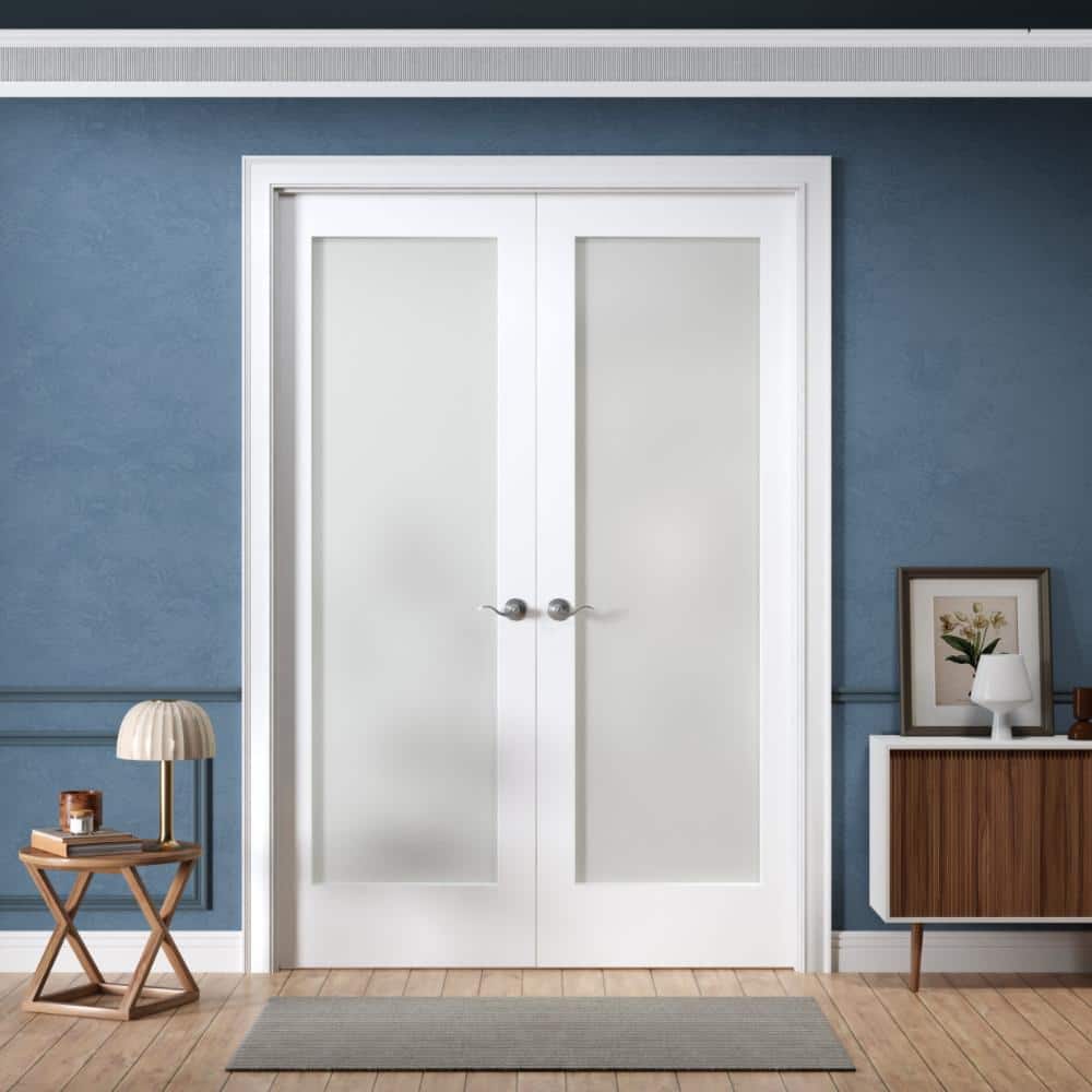 72 in. x 80 in. Ready-to-Prehung Interior Double French Door 1-Lite Frosted Glass Solid Core White Primed with Jamb Kit price history on PriceWatchPro