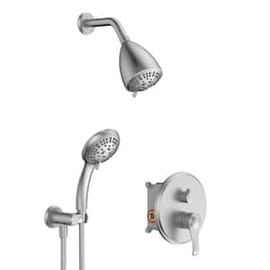 Single Handle 1-Spray Shower Faucet 1.8 GPM with 9-Function Hand Shower and Waterfall Shower Head in. Brushed Nickel