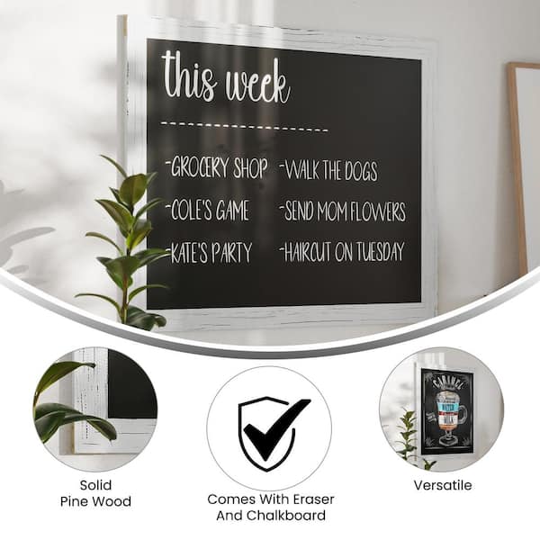 Magnetic Wall Chalkboard, Large Size 18 x 24, Rustic Wood Frame,  Chalkboard Sign, Vertical or Horizontal Wall Mount, Includes Chalk and  Eraser, by