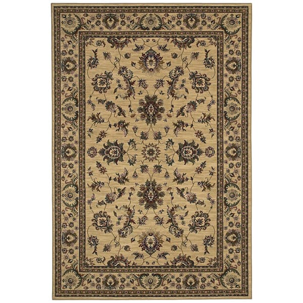 Alyssa Ivory/Green 8 ft. x 8 ft. Square Traditional Area Rug