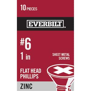 #6 x 1 in. Zinc Plated Phillips Flat Head Sheet Metal Screw (10-Pack)