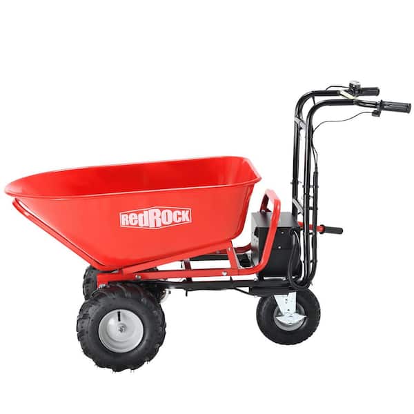 Esmond Outdoor Patio 32.07 cu. ft. Red Steel Wheelbarrow Utility Cart Electric Powered Garden Cart