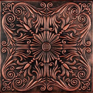 Spanish Silver Black Copper 1.6 ft. x 1.6 ft. Decorative Foam Glue Up Ceiling Tile (21.6 sq. ft./case)