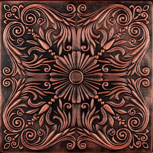 A La Maison Ceilings Spanish Silver Black Copper 1.6 ft. x 1.6 ft. Decorative Foam Glue Up Ceiling Tile (259.2 sq. ft. /case)