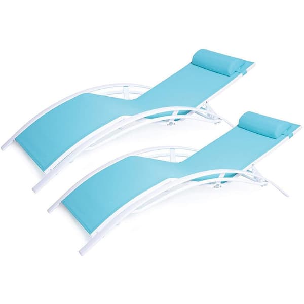 KOZYARD Aluminum Elegant Outdoor Patio Reclining Adjustable Chaise Lounge (Aqua)