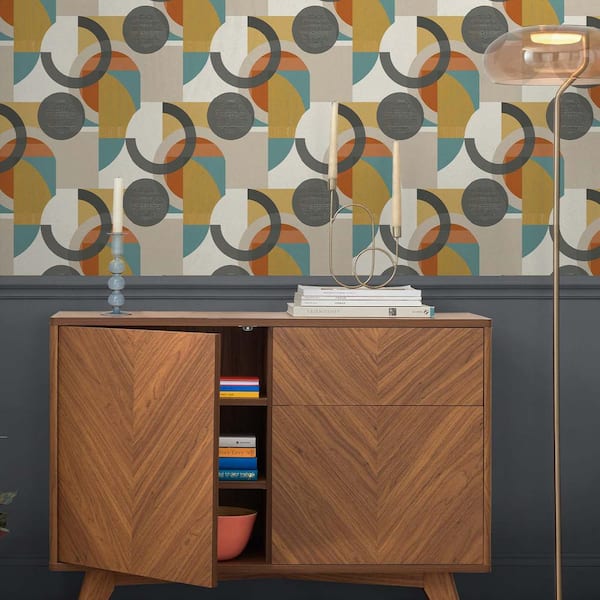 Retro Shapes Geo Orange Wallpaper