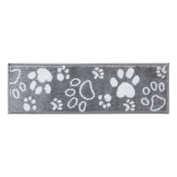 SUSSEXHOME Paw Collection Gray White 9 in. x 28 in. Polypropylene Stair Tread Cover (Set of 4)