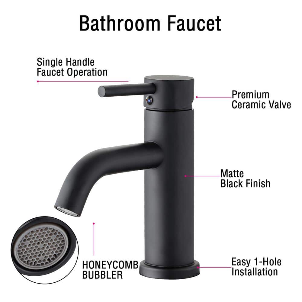 Matte Black Single Handle Deck Mounted Bathroom Faucet