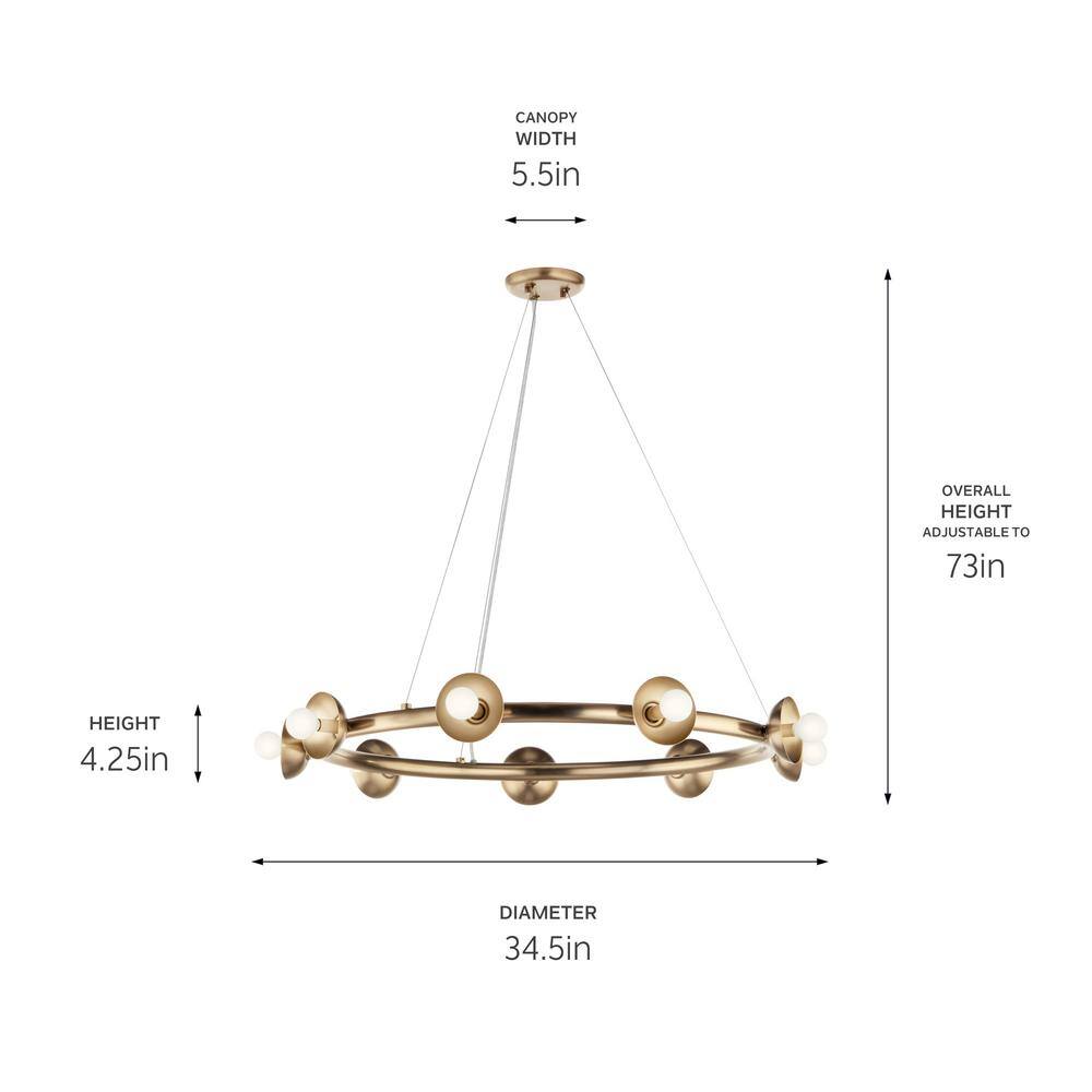 Palta 34.5 Inch Champagne Bronze Modern 9-Light Chandelier