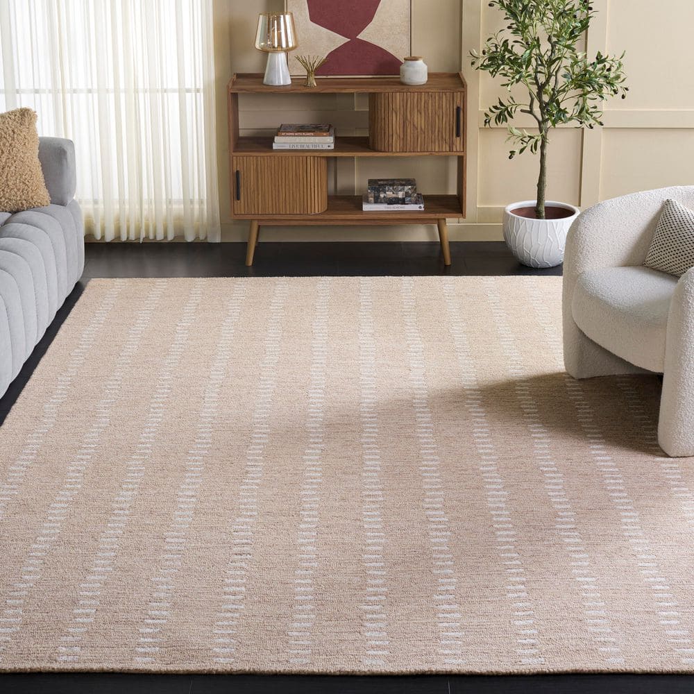 Abstract 7 ft. x 7 ft. Square Beige/Ivory Striped Stone Area Rug price history on PriceWatchPro