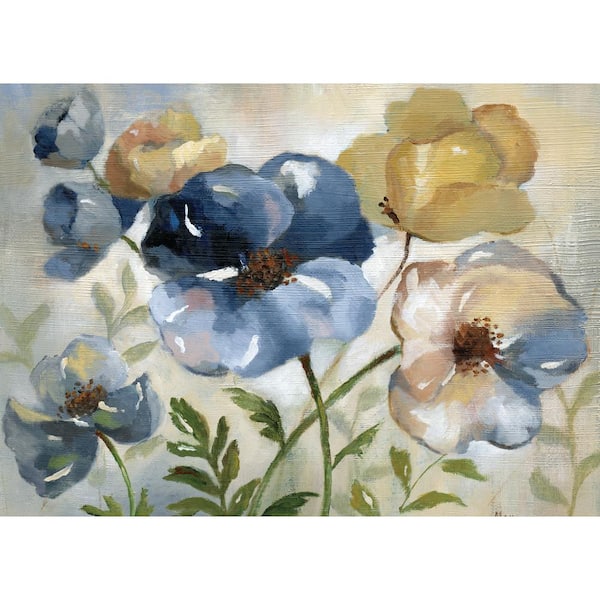 Morgan Home Floral 18 in. x 13 in. Blues Polypropylene Placemats (Set of 6)