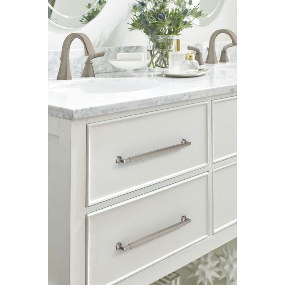 Satin Nickel Modern Cabinet Drawer Pull with Mounting Hardware