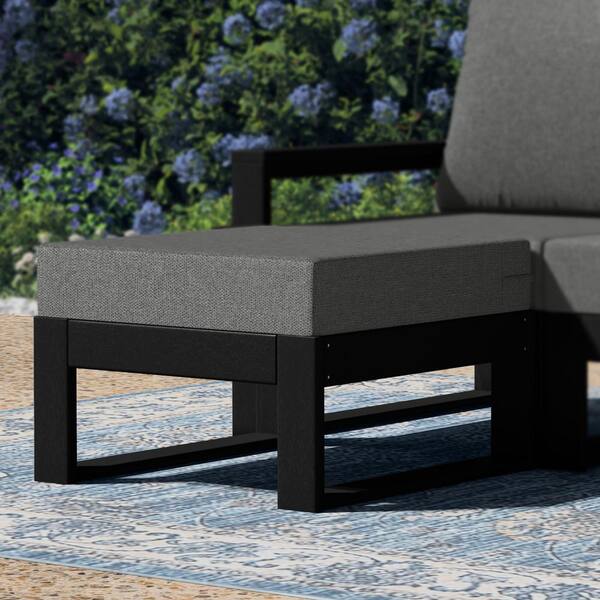 Endless Black Plastic Frame and Gray Cushion Outdoor Patio Deep Seating Ottoman