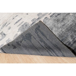 Gray 9 ft. 1 in. x 12 ft. 3 in. Hand Knotted Wool and Viscose Classic Modern Rug Area Rug