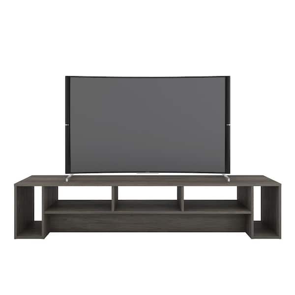Nexera Rustik 72 in. Bark Grey TV Stand Fits TV's up to 80 in. with Open Cubbies