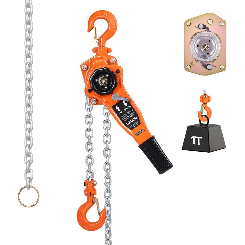 Manual Lever Chain Hoist, Heavy Duty Come Along, 10 ft. Lift G80 Steel With Dual Pawl Brake, Hooks, 2200 lbs. Capacity price history on PriceWatchPro