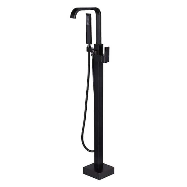 Single-Handle Freestanding Tub Faucet with Handheld Shower in Bronze