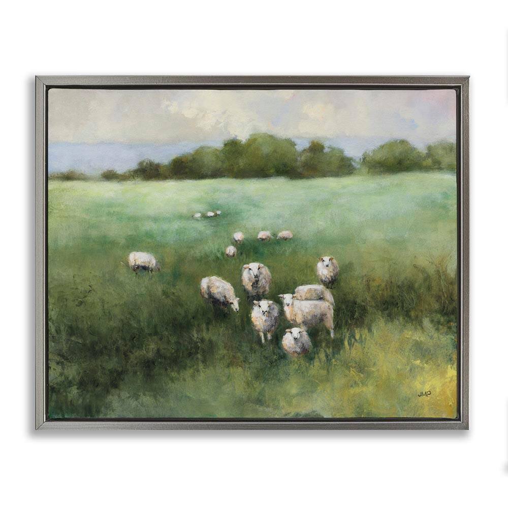 Field Day Sheep by Julia Purinton Gray Floater Frame Nature Graphic Art Print 17 in. x 21 in. price history on PriceWatchPro