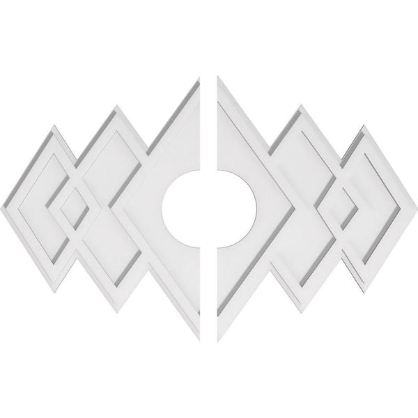 Ekena Millwork 36 in. W x 24 in. H x 7 in. ID x 1 in. P Zoe Architectural Grade PVC Contemporary Ceiling Medallion (2-Piece)