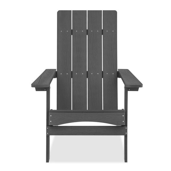 LUE BONA Carbon Gray Plastic Modern Folding Adirondack Outdoor Chair, Patio Chairs