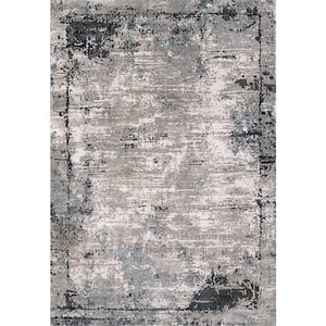 Riley 2 ft. 7 in. X 4 ft. Grey/Blue Abstract Indoor Area Rug