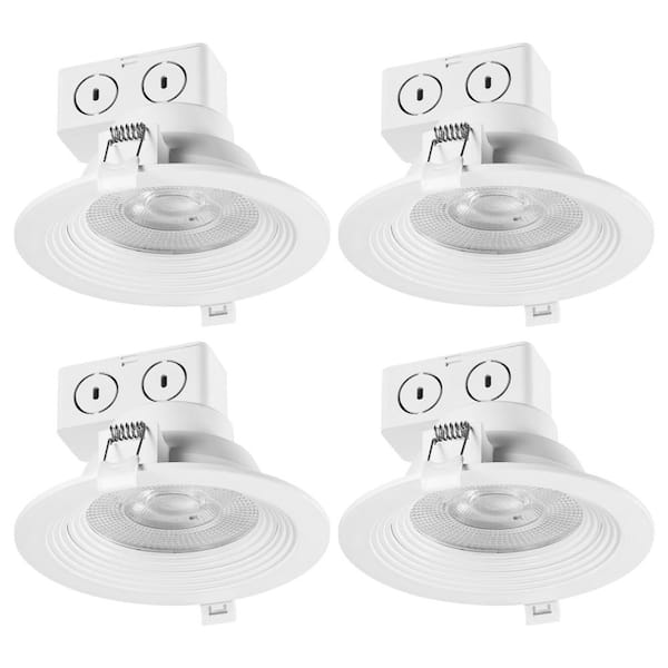 Globe Electric Slimline Integrated LED 5 in Round  Canless Recessed Light for Kitchen Bathroom Livingroom, White  4-Pack