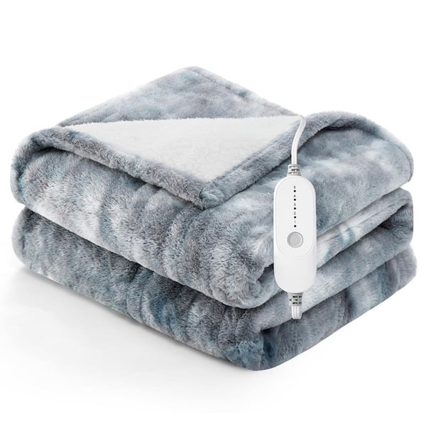 Gray Animal Print Polyester Thown Heated Electric Blanket