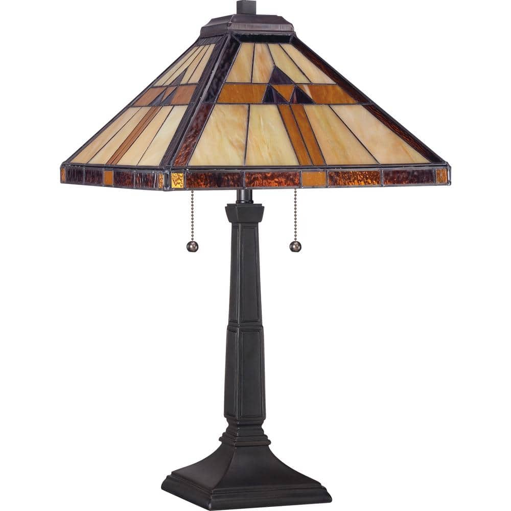 Bronze Stained Glass Tiffany Style Table Lamp