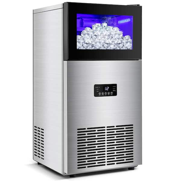 Denjol W15" 160 lbs. / 24h Half Size Cube Upgraded Commercial Freestanding Ice Maker In Stainless Steel With LCD Control Panel