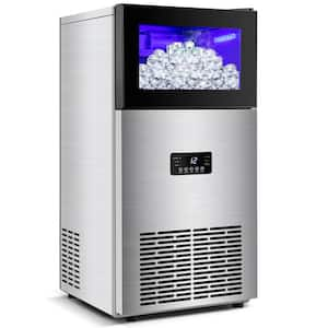 W15" 160 lbs. / 24h Half Size Cube Upgraded Commercial Freestanding Ice Maker In Stainless Steel With LCD Control Panel