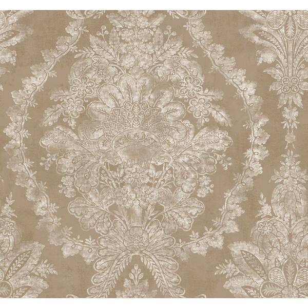 York Wallcoverings Ronald Redding Bronze Charleston Damask Paper Unpasted Matte Wallpaper (27 in. x 27 ft.)