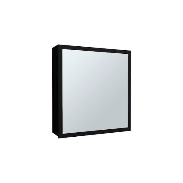 19.7 in. W x 21 in. H Rectangular Metal Surface Mount Medicine Cabinet with Mirror in Black